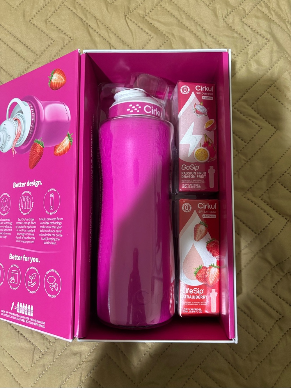 Cirkul Pink Hydration Bottle + Sip Cartridge